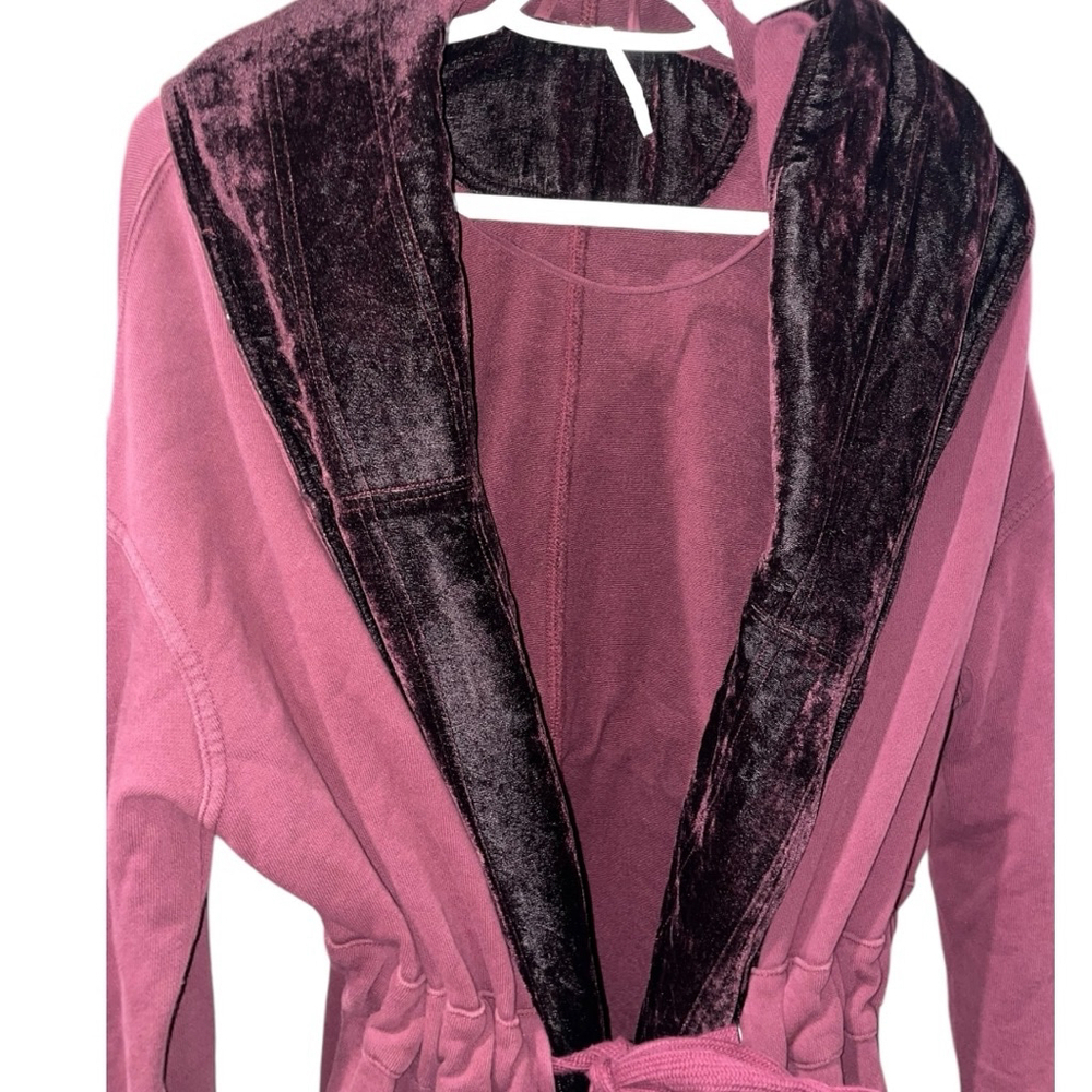 Free People Westwood Hooded Long Cardigan Velvet Trim Size Small - Picture 2 of 11